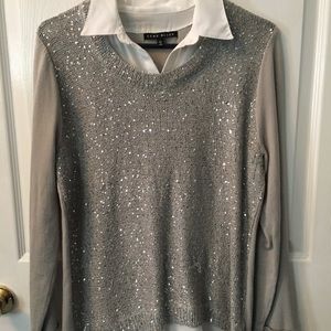 Women’s holiday blouse with attached sweater